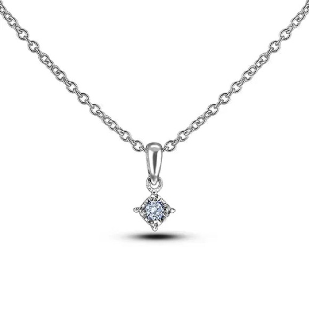 REAL DIAMOND NECKLACE Sterling Silver 0.05 Diamond carrot necklace